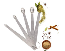 Load image into Gallery viewer, 5 Piece Stainless Steel Measuring Spoons Set
