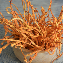 Load image into Gallery viewer, Cordyceps Sinensis mushroom in a kitchen bowl.
